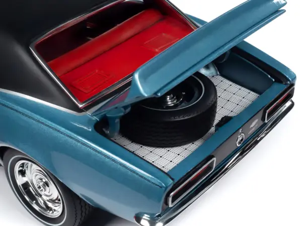 1967 Chevrolet Yenko Camaro YS760 Nantucket Blue Metallic with Black Stripes, Black Vinyl Top, and Red Interior "Muscle Car & Corvette Nationals" (MCACN) "American Muscle" Series 1/18 Diecast Model Car by Auto World #5