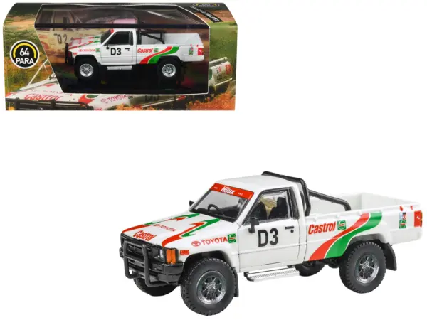 Toyota Hilux Pickup Truck #D3 "Castrol" White with Graphics "Rustenburg 400 Rally" (1995) 1/64 Diecast Model Car by Paragon Models #1