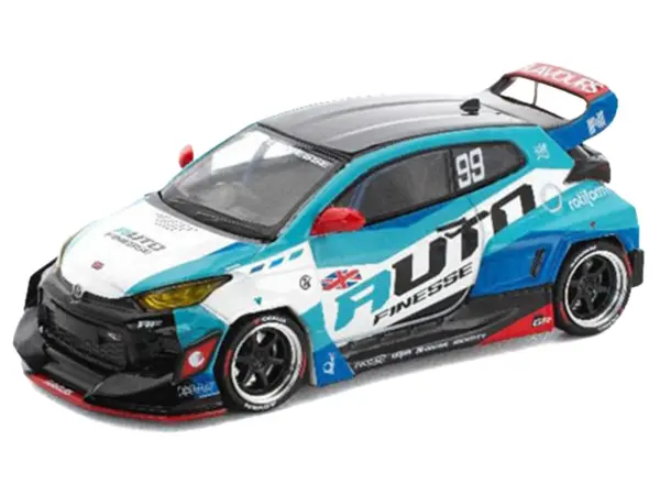 Pandem GR Yaris RHD (Right Hand Drive) #99 "Auto Finesse" Blue and White with Graphics "Enigma Exclusive Edition" 1/64 Diecast Model Car by Pop Race #2