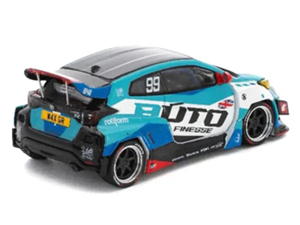 Pandem GR Yaris RHD (Right Hand Drive) #99 "Auto Finesse" Blue and White with Graphics "Enigma Exclusive Edition" 1/64 Diecast Model Car by Pop Race #3