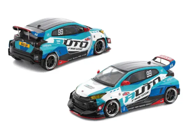 Pandem GR Yaris RHD (Right Hand Drive) #99 "Auto Finesse" Blue and White with Graphics "Enigma Exclusive Edition" 1/64 Diecast Model Car by Pop Race #4