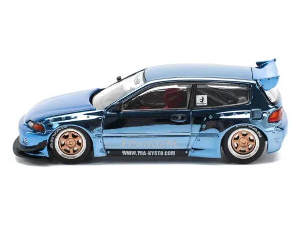 Pandem Civic EG6 RHD (Right Hand Drive) Blue Chrome 1/64 Diecast Model Car by Pop Race #3