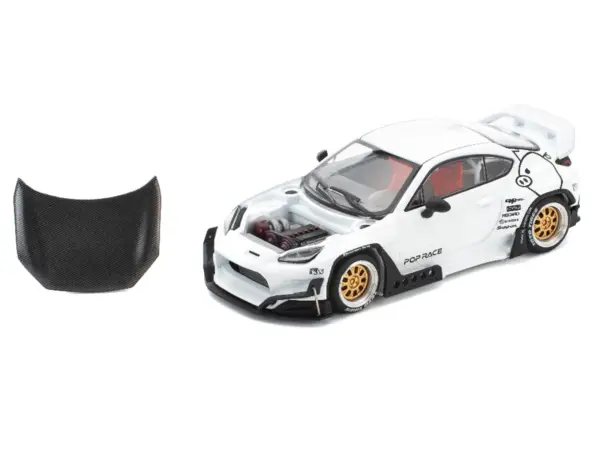 Toyota Pandem GR86 White with Carbon Hood "Enigma Exclusive Edition" 1/64 Diecast Model Car by Pop Race #2