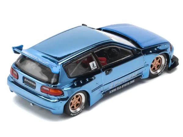 Pandem Civic EG6 RHD (Right Hand Drive) Blue Chrome 1/64 Diecast Model Car by Pop Race #4