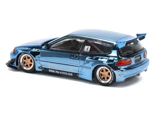 Pandem Civic EG6 RHD (Right Hand Drive) Blue Chrome 1/64 Diecast Model Car by Pop Race #5