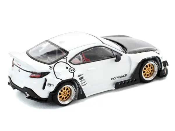 Toyota Pandem GR86 White with Carbon Hood "Enigma Exclusive Edition" 1/64 Diecast Model Car by Pop Race #4