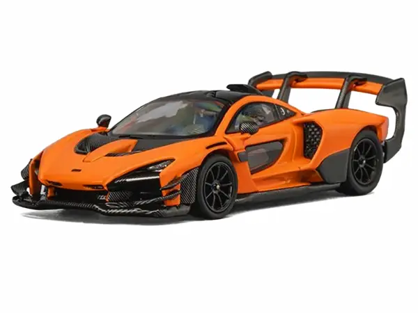 McLaren Senna GTR Orange Metallic with Carbon Hood and Black Top 1/64 Diecast Model Car by CM Model #2