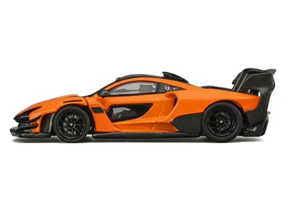 McLaren Senna GTR Orange Metallic with Carbon Hood and Black Top 1/64 Diecast Model Car by CM Model #3