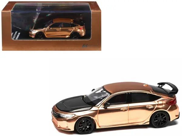 Honda Civic Type R (FL5) RHD (Right Hand Drive) Electroplating Copper Metallic with Carbon Hood "Hong Kong Toycar Salon 2025" "Senior 64" Series Limited Edition to 599 pieces Worldwide 1/64 Diecast Model Car by MotorHelix #1