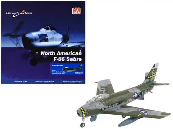 North American F-86F Sabre Fighter Aircraft "25333 461st Fighter Day Squadron West Germany" (1955) United States Air Forces in Europe "Air Power Series" 1/72 Diecast Model by Hobby Master #1