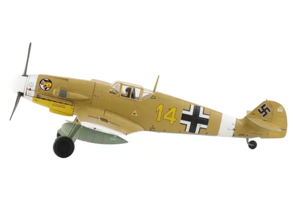 Messerschmitt Bf 109F-4 Fighter Aircraft "Marseille Yellow 14 3./JG27 Egypt" (1942) German Luftwaffe "Air Power Series" 1/48 Diecast Model by Hobby Master #2