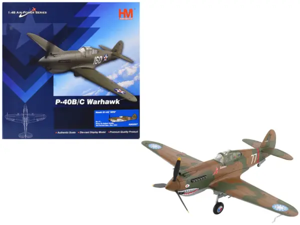 Curtiss P-40B Hawk 81-A2 Fighter-Bomber Aircraft "No.77 Robert Smith 3rd Pursuit Squadron" (1941) American Volunteer Group in China "Air Power Series" 1/48 Diecast Model by Hobby Master #1