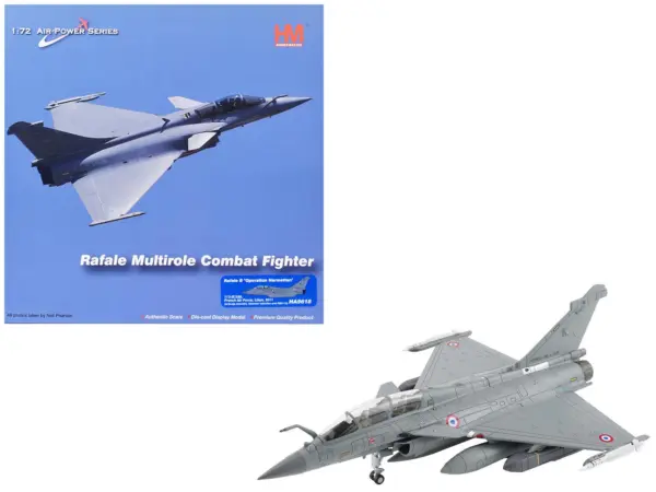 Dassault Rafale B Fighter Aircraft "113-IE/330 Libya" (2011) French Air Force "Air Power Series" 1/72 Diecast Model by Hobby Master #1