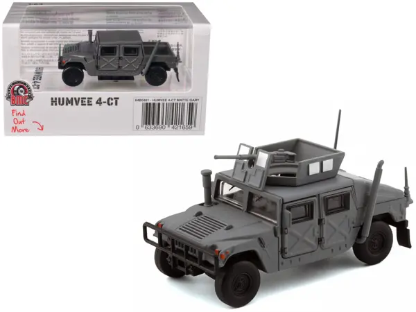 HUMVEE 4-CT Military Vehicle Matt Gray with Alternative Tops 1/64 Diecast Model Car by BM Creations #1