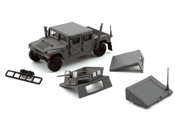 HUMVEE 4-CT Military Vehicle Matt Gray with Alternative Tops 1/64 Diecast Model Car by BM Creations #2