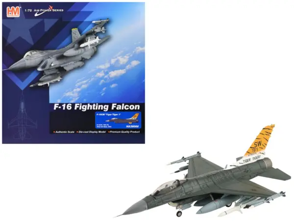 Lockheed F-16CM Fighting Falcon Fighter Aircraft "91-0379 Tiger Tiger 1 79th Fighter Squadron Shaw Air Force Base" (2023) United States Air Force "Air Power Series" 1/72 Diecast Model by Hobby Master #1