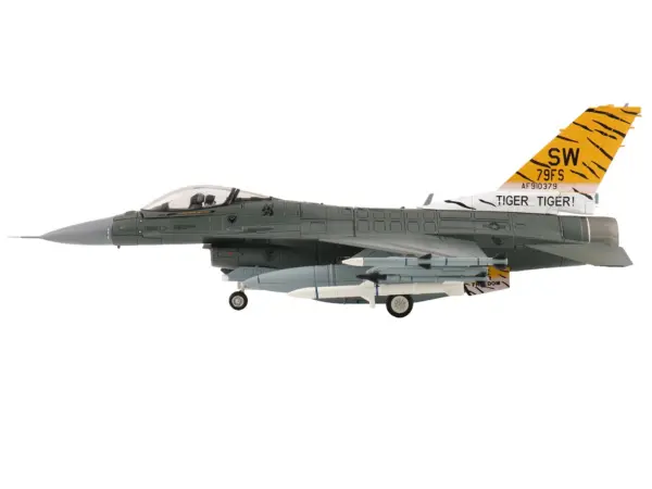Lockheed F-16CM Fighting Falcon Fighter Aircraft "91-0379 Tiger Tiger 1 79th Fighter Squadron Shaw Air Force Base" (2023) United States Air Force "Air Power Series" 1/72 Diecast Model by Hobby Master #2
