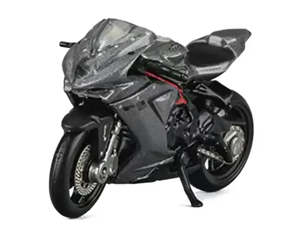 2022 MV Agusta F3 Rosso Motorcycle Silver Metallic with Figure 1/64 Diecast Model by CM Model #2