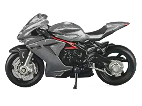 2022 MV Agusta F3 Rosso Motorcycle Silver Metallic with Figure 1/64 Diecast Model by CM Model #3