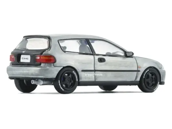 Honda Civic EG6 RHD (Right Hand Drive) Raw Metal with Carbon Hood with Alternates 1/64 Diecast Model Car by BM Creations #4