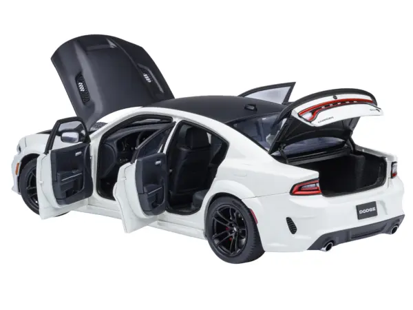 Dodge Charger SRT Hellcat Redeye Knuckle White with Matt Black Hood and Top 1/18 Model Car by Autoart #2