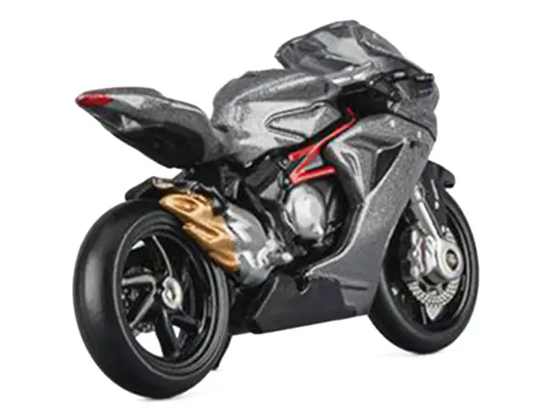 2022 MV Agusta F3 Rosso Motorcycle Silver Metallic with Figure 1/64 Diecast Model by CM Model #4