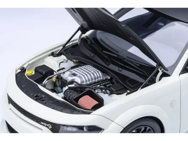 Dodge Charger SRT Hellcat Redeye Knuckle White with Matt Black Hood and Top 1/18 Model Car by Autoart #3