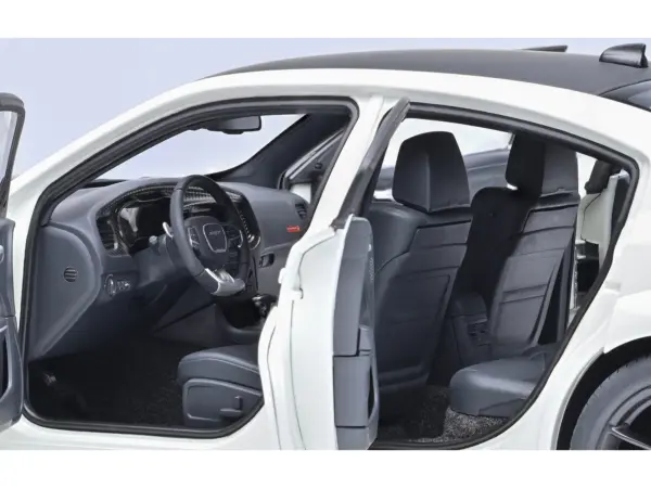 Dodge Charger SRT Hellcat Redeye Knuckle White with Matt Black Hood and Top 1/18 Model Car by Autoart #4