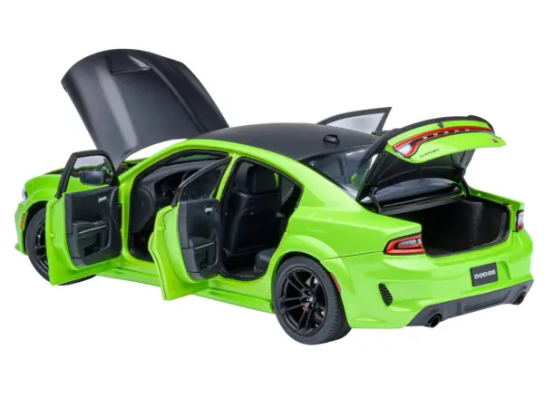 Dodge Charger Scat Pack Widebody Sublime Green with Matt Black Hood and Top 1/18 Model Car by Autoart #2