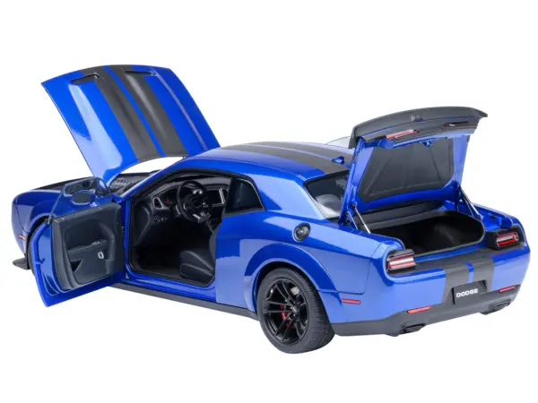 2022 Dodge Challenger SRT Jailbreak Indigo Blue Metallic with Carbon Stripes 1/18 Model Car by Autoart #2