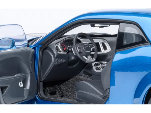 2023 Dodge Challenger SRT Super Stock Frostbite Blue Metallic with Carbon Stripes 1/18 Model Car by Autoart #4