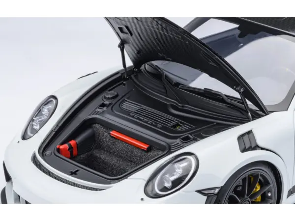 Porsche 911 (991.2) GT3 RS Weissach Package White with Carbon Hood and Top 1/18 Model Car by Autoart #3