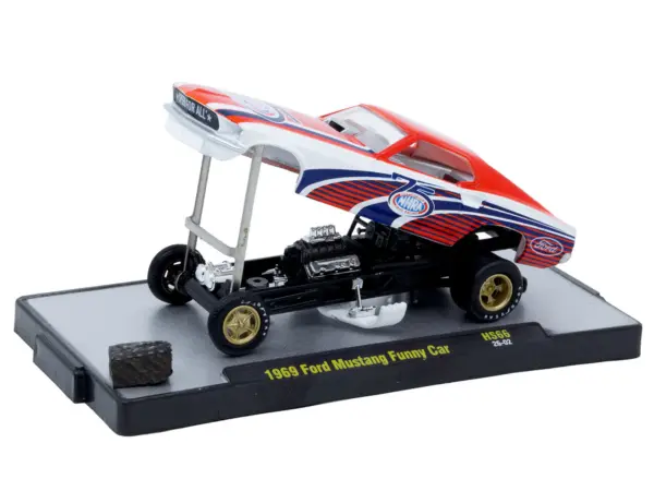 1969 Ford Mustang Funny Car "NHRA 75 Years" Red and White with Graphics Limited Edition to 3740 pieces Worldwide 1/64 Diecast Model Car by M2 Machines #2