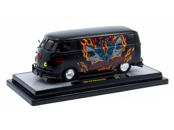 1960 Volkswagen Delivery Van "Maui & Sons" Black with Graphics Limited Edition to 4050 pieces Worldwide 1/24 Diecast Model Car by M2 Machines #2
