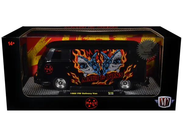 1960 Volkswagen Delivery Van "Maui & Sons" Black with Graphics Limited Edition to 4050 pieces Worldwide 1/24 Diecast Model Car by M2 Machines #3