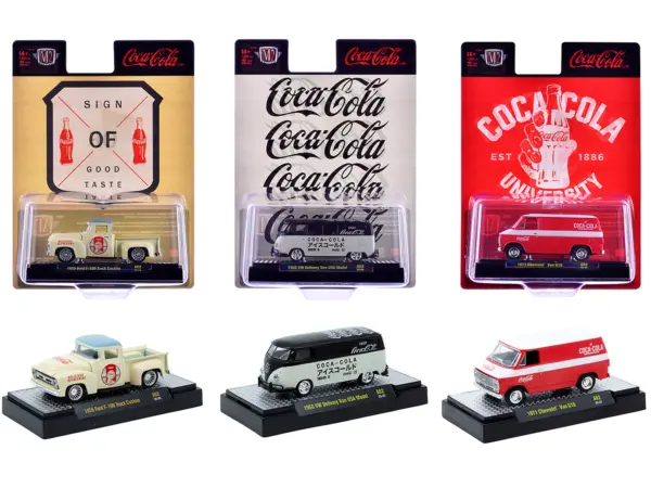 "Coca-Cola" Set of 3 pieces Release 62 Limited Edition to 8000 pieces Worldwide 1/64 Diecast Model Cars by M2 Machines #1