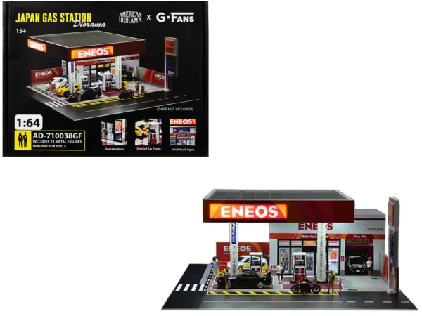 Eneos Japan Gas Station Diorama Set "American Diorama X G-Fans" Series for 1/64 Scale Models by American Diorama #1