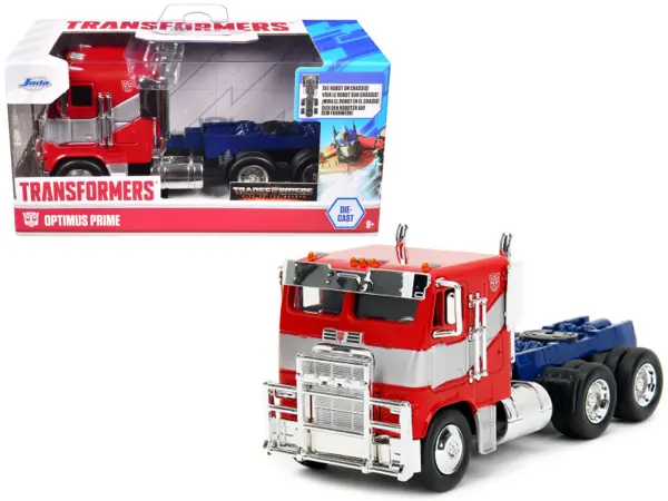 Optimus Prime Tractor Truck Red and Blue with Silver Stripes "Transformers: Rise of the Beasts" (2023) Movie "Hollywood Rides" Series 1/32 Diecast Model Car by Jada #1
