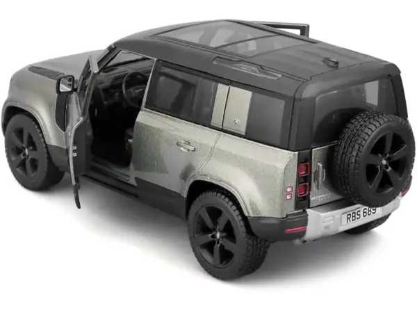 2022 Land Rover Defender 110 Green Metallic with Black Top and Sunroof 1/24 Diecast Model Car by Bburago #2