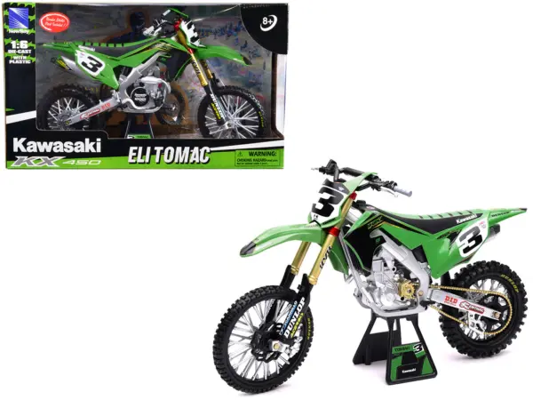 Kawasaki KX 450F Dirt Bike Motorcycle #3 Eli Tomac Green and Black "Kawasaki Racing Team" 1/6 Diecast Model by New Ray #1