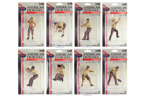 "4X4 Mechanic" 8 piece Figure Set for 1/18 scale models by American Diorama #2