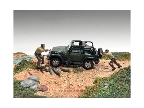 "4X4 Mechanics" 2 Piece Diecast Figure Set 3 for 1/43 Scale Models by American Diorama #1