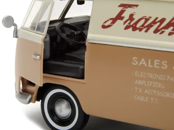 Volkswagen Bus "WheelJack" Tan and Beige "Frank's TV Repair" and Transformers Logo Diecast Statue "Transformers: Rise of the Beasts" (2023) Movie "Hollywood Rides" Series 1/24 Diecast Model Car by Jada #3