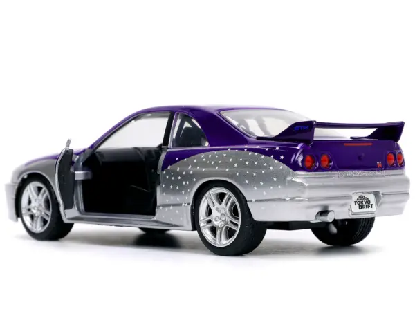 1995 Nissan Skyline GT-R (BCNR33) Purple and Silver Metallic "Fast & Furious" Series 1/32 Diecast Model Car by Jada #4
