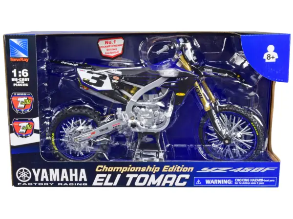 Yamaha YZ450F Motorcycle #3 Eli Tomac "Championship Edition" Yamaha Factory Racing 1/6 Diecast Model by New Ray #3