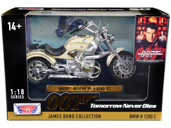 BMW R 1200 C Motorcycle Cream James Bond 007 "Tomorrow Never Dies" (1997) Movie "James Bond Collection" Series 1/18 Diecast Model Car by Motormax #1