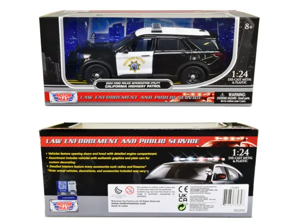 2022 Ford Police Interceptor Utility "California Highway Patrol" Black and White 1/24 Diecast Model Car by Motormax #3