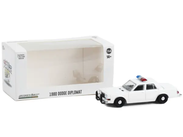 1980-1989 Dodge Diplomat Police Unmarked White with Light Bar "Hot Pursuit" "Hobby Exclusive" Series 1/64 Diecast Model Car by Greenlight #2