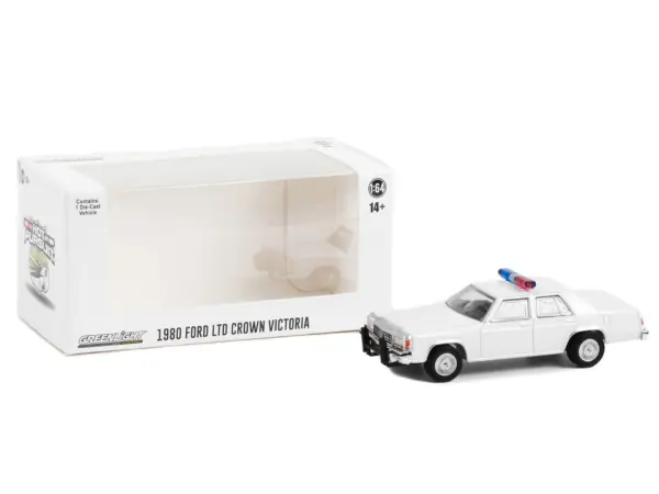 1980-1991 Ford LTD Crown Victoria Police White with Light Bar "Hot Pursuit" "Hobby Exclusive" Series 1/64 Diecast Model Car by Greenlight #2