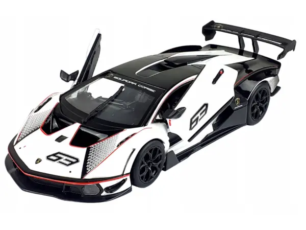 Lamborghini Essenza SCV12 #63 White and Black "Squadra Corse" "Race" Series 1/24 Diecast Model Car by Bburago #2